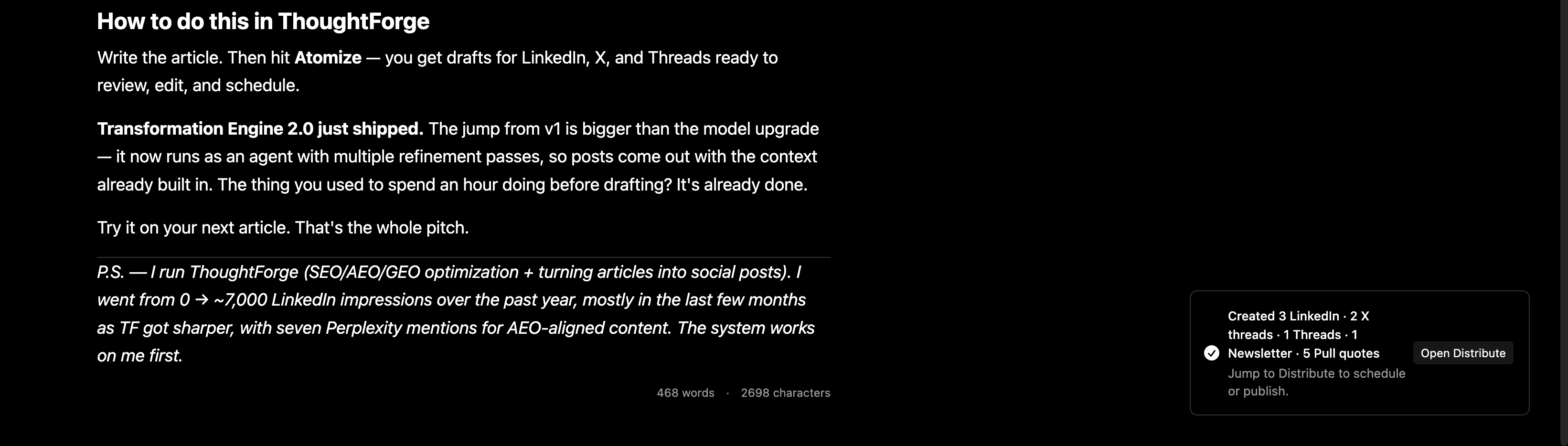 Atomize curating multiple social posts from one article