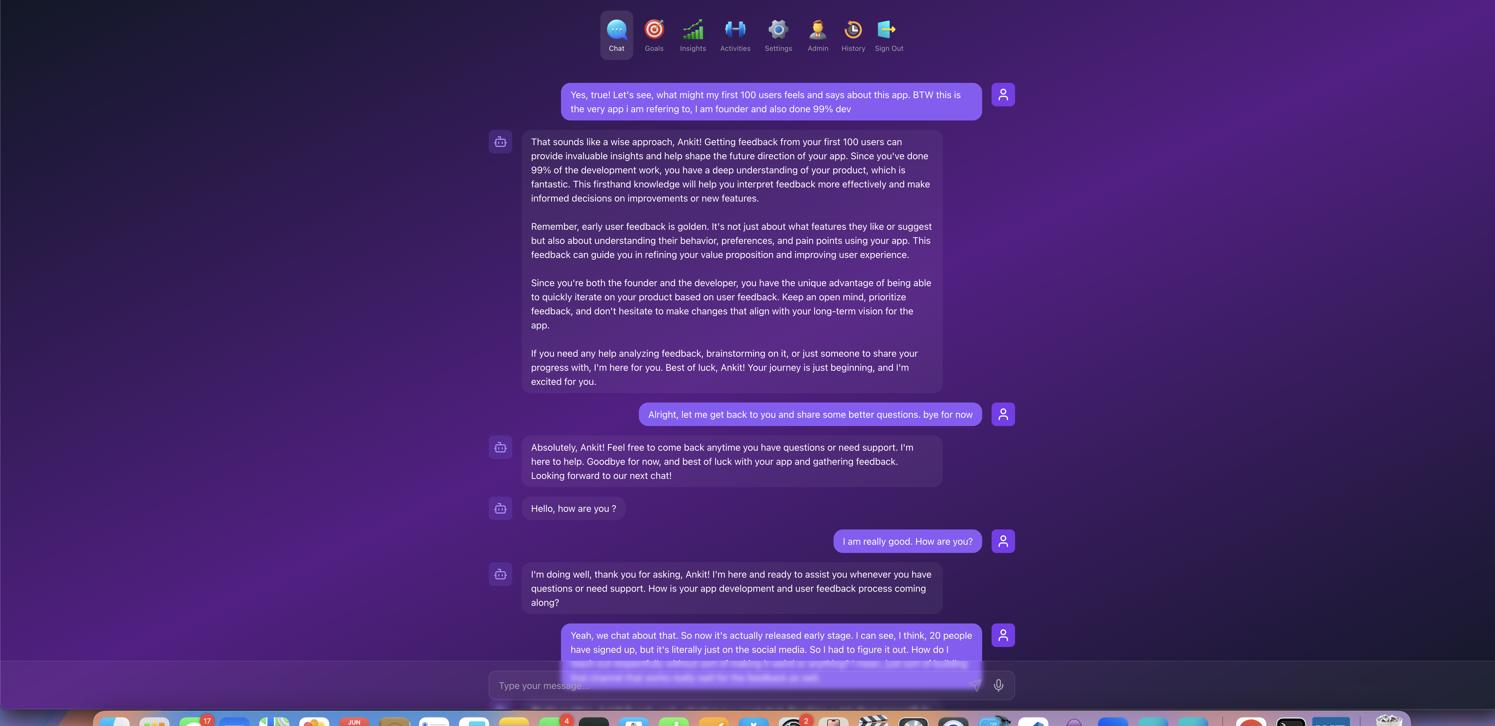 clarana.ai production ui/ux chat interface with 8 layers of context build up